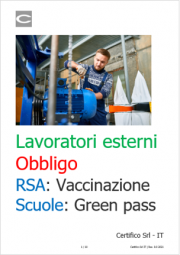 Lavoratori esterni RSA/Scuole: Obbligo Vaccinazione/Green pass