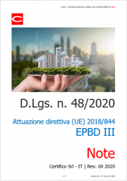 D.Lgs. n. 48/2020 Attuazione direttiva (UE) 2018/844 EPBD III: Note 