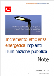 Incremento efficienza energetica impianti illuminazione pubblica / Note Incremento efficienza energetica impianti illuminazione pubblica / Note