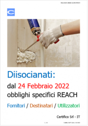 Diisocianati: obblighi specifici REACH Diisocianati: obblighi specifici REACH