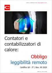 Contatori/contabilizzatori di calore: Obbligo leggibilità da remoto