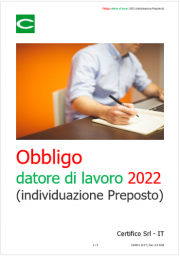 Obbligo del datore di lavoro 2022 (individuazione Preposto/i sicurezza)