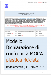 Modello Dichiarazione di conformità MOCA plastica riciclata Modello Dichiarazione di conformità MOCA plastica riciclata
