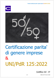 Certificazione parita' di genere imprese & UNI/PdR 125:2022 Certificazione parita' di genere imprese & UNI/PdR 125:2022