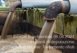 Interpello ambientale 08.04.2024 - Impianti di depurazione acque reflue urbane: Trattamento rifiuti
