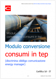 Modulo conversione consumi in tep Modulo conversione consumi in tep