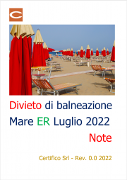 Divieto di balneazione mare ER Luglio 2022 / Note