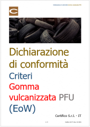 Dichiarazione di conformità Criteri Gomma vulcanizzata PFU (EoW)