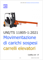 UNI/TS 11805-1:2021 Movimentazione di carichi sospesi carrelli elevatori
