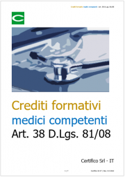 Crediti formativi medici competenti - Art. 38 D.Lgs. 81/08