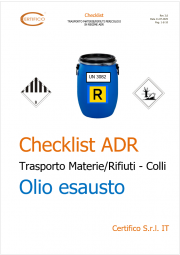 Checklist ADR Trasporto Materie/Rifiuti pericolosi in regime ADR - Colli Checklist ADR Trasporto Materie/Rifiuti pericolosi in regime ADR - Colli