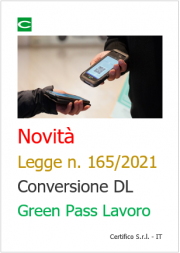 Novità Legge di conv. n. 165/2021 DL Green Pass Lavoro  