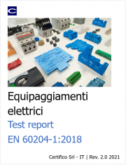 EN 60204-1:Test Report Equipaggiamenti elettrici