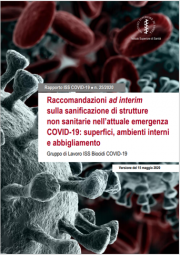 Raccomandazioni sanificazione strutture non sanitarie