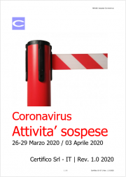 Elenco attivita’ sospese Coronavirus