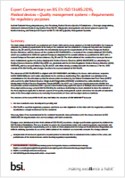 Expert Commentary on BS EN ISO 13485:2016 Expert Commentary on BS EN ISO 13485:2016