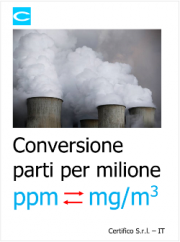 Conversione parti per milione (ppm) in mg/m3 Conversione parti per milione (ppm) in mg/m3