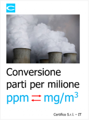 Conversione parti per milione (ppm) in mg/m3