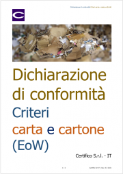Dichiarazione di conformità Criteri carta e cartone (EoW) Dichiarazione di conformità Criteri carta e cartone (EoW)