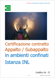 Certificazione contratto di Appalto e-o Subappalto in ambienti confinati