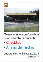 Messa in sicurezza e bonifica punti vendita carburanti: Checklist / Analisi del rischio