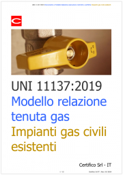 UNI 11137:2019 / Documento e modello relazione controlli e verifiche tenuta gas impianti esistenti UNI 11137:2019 / Documento e modello relazione controlli e verifiche tenuta gas impianti esistenti