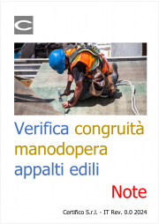 Verifica congruità manodopera appalti edili / Note Verifica congruità manodopera appalti edili / Note