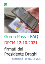 Green Pass - FAQ sui dpcm 12.10.2021 firmati dal Presidente Draghi