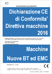 Direttiva macchine 2006/42/CE: aggiornato Modello con nuove Dichiarazioni BT ed EMC - 2016