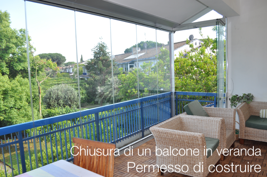 Chiusura di un balcone in veranda