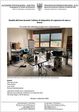 Qualità dell’aria durante utilizzo dispositivi copertura di naso e bocca 
