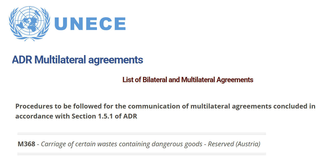 M368 - Carriage of certain wastes containing dangerous goods