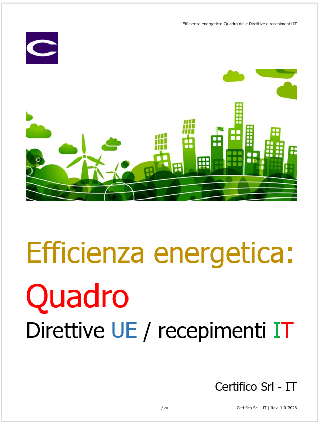 Efficienza energetica: Quadro Direttive UE e recepimenti IT /&nbsp;Aggiornamento Gennaio 2026