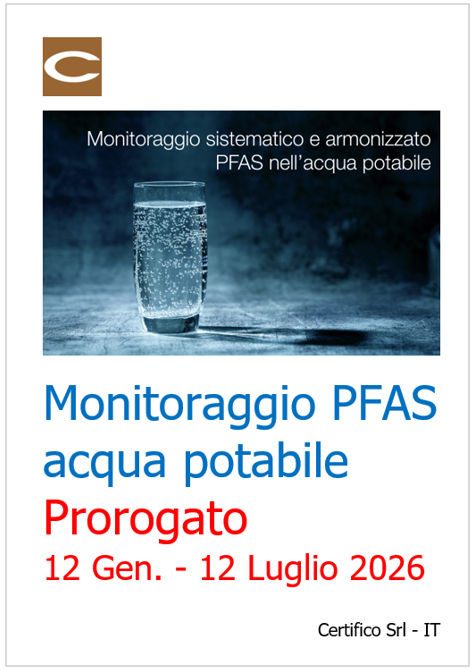 Monitoraggio sistematico e armonizzato PFAS nell’acqua potabile