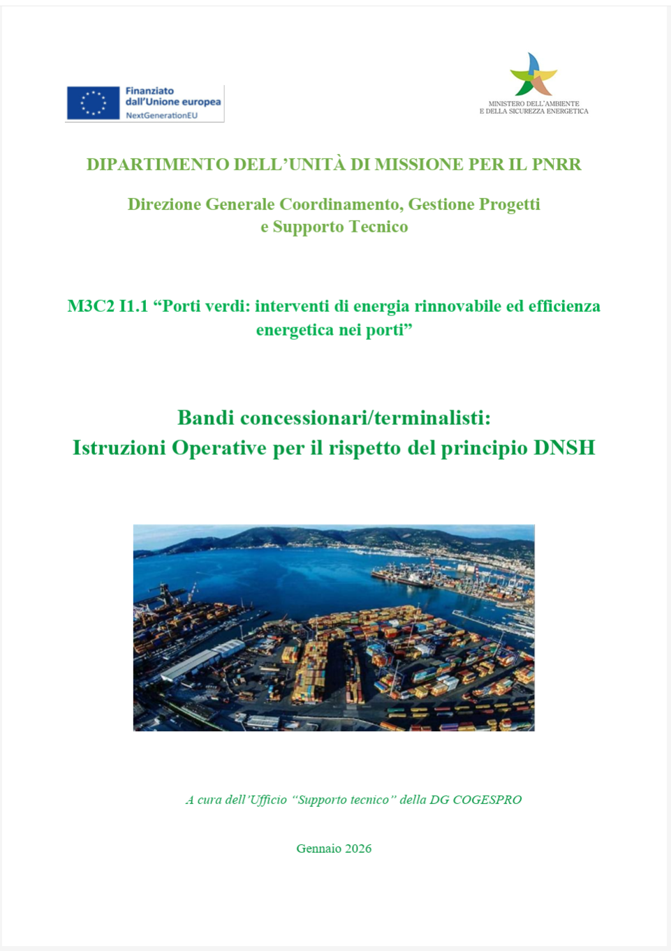 Porti verdi: Istruzioni operative sul rispetto del principio DNSH