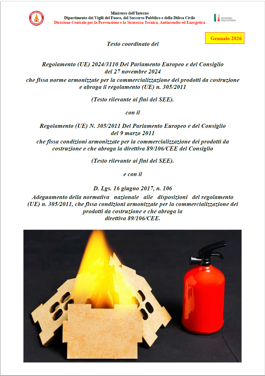 Regolamento Prodotti da costruzione / Testo coordinato VVF