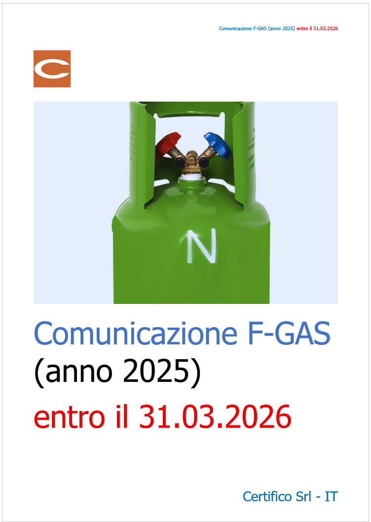 F-GAS Comunicazione dei dati da parte delle imprese (anno 2025) entro il 31.03.2026