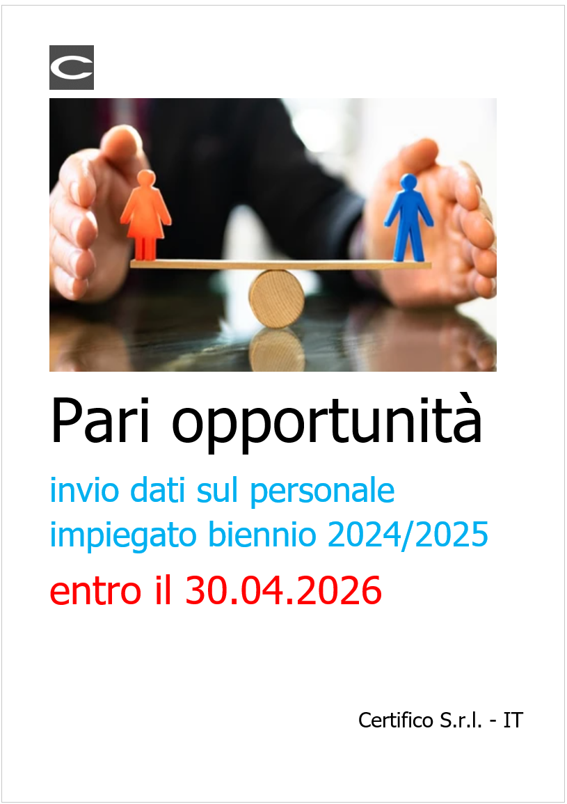 Pari opportunit&agrave;: invio dati sul personale impiegato nel biennio 2024/2025 entro il 30.04.2026