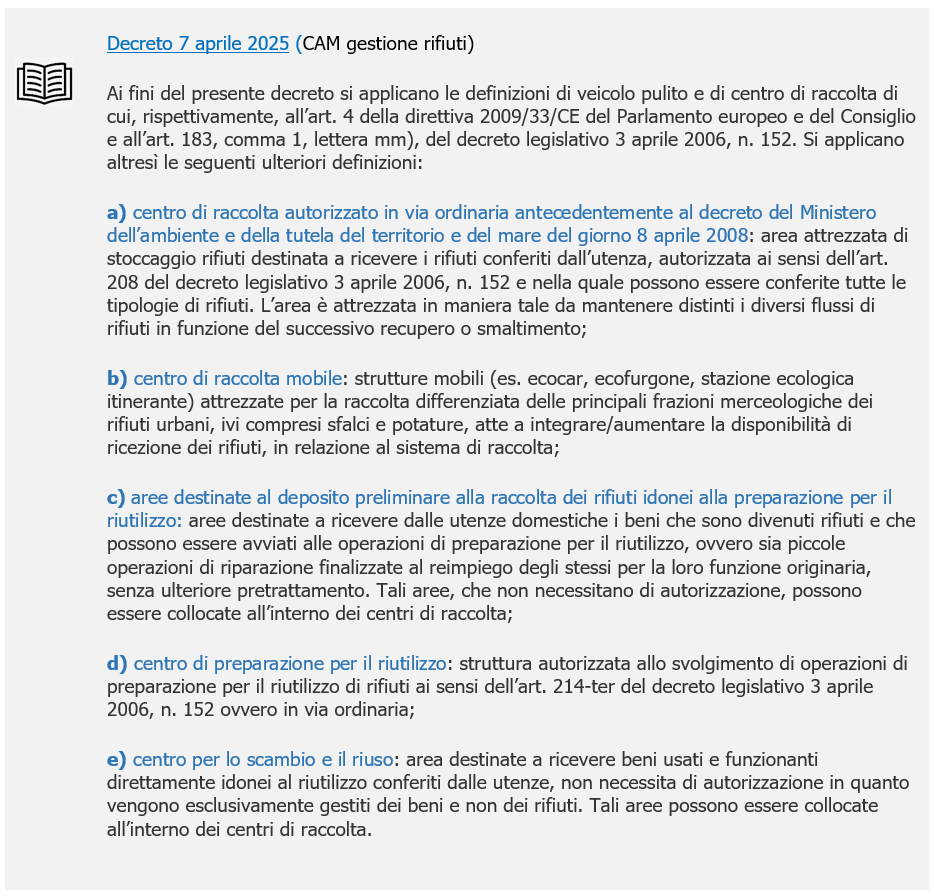 Vademecum Centri di Raccolta - Decreto 7 aprile 2025