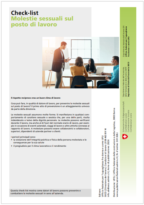 Check list Molestie sessuali sul posto di lavoro /&nbsp;Dicembre 2025 SECO CH