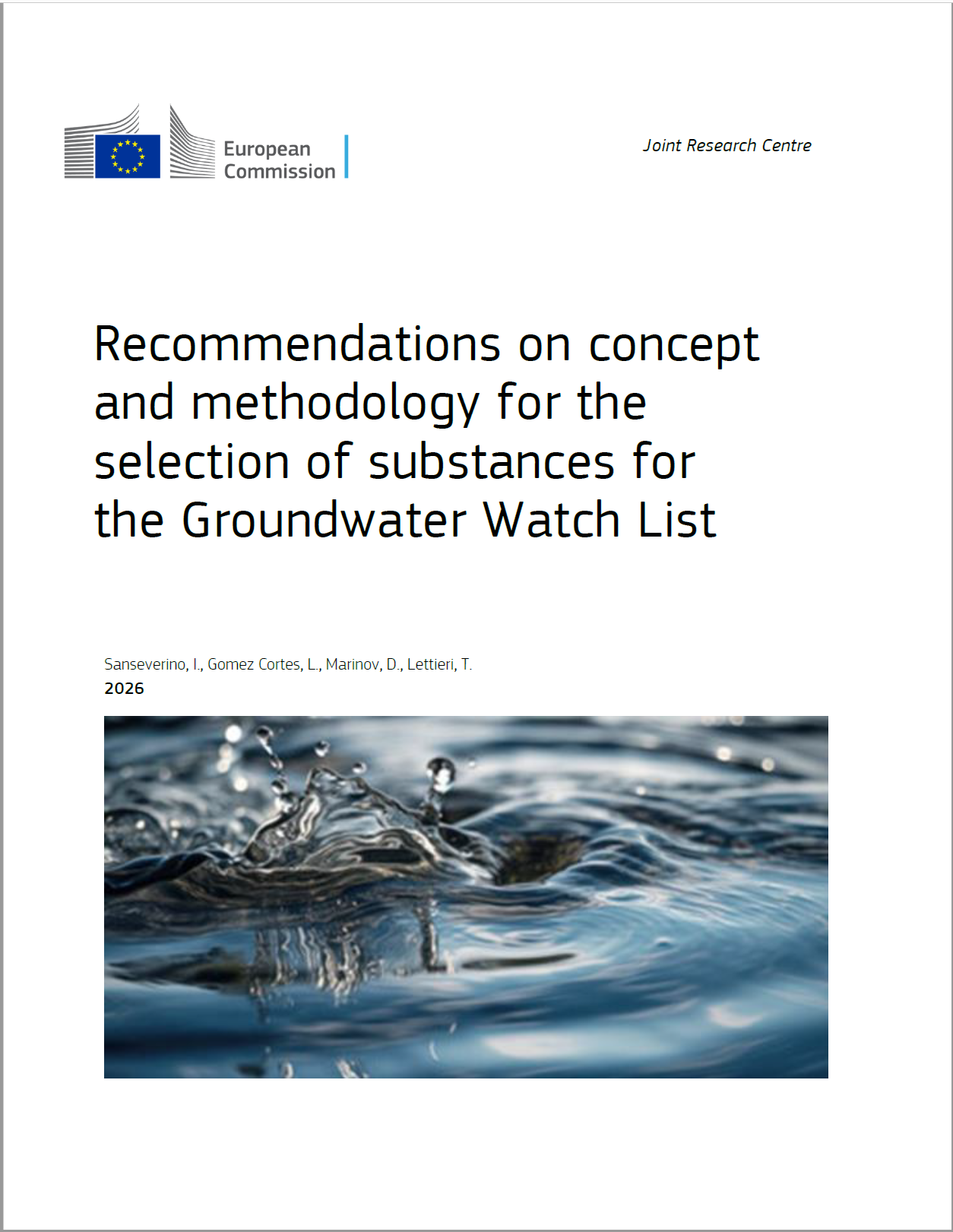 Recommendations on concept and methodology for the selection of substances for the Groundwater Watch List