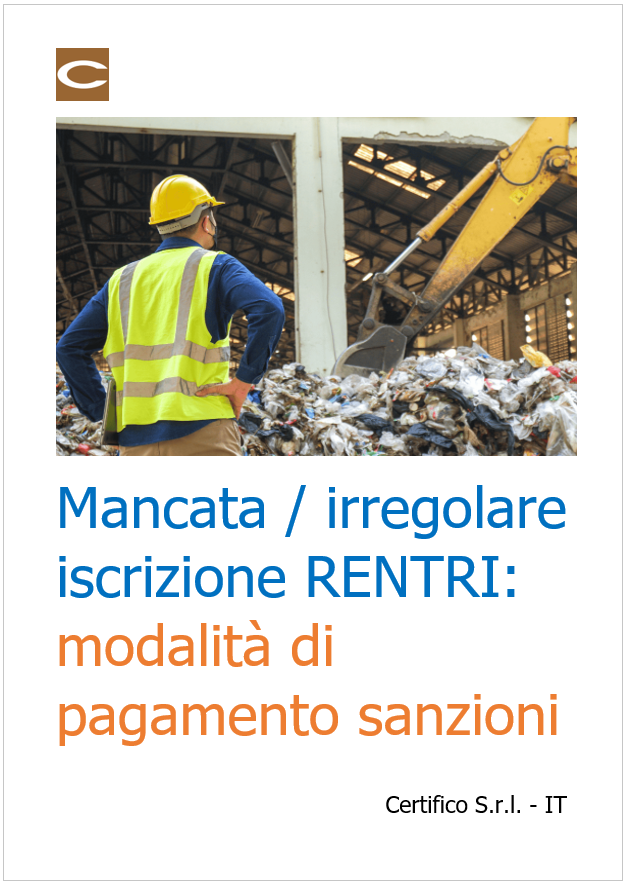 Mancata irregolare iscrizione RENTRI modalit&agrave; di pagamento sanzioni 