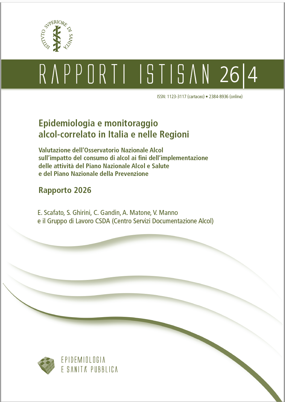 Rapporto ISTISAN Epidemiologia e monitoraggio alcol-correlato in Italia e nelle Regioni 2026