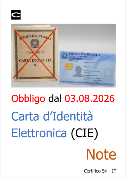 Obbligo Carta d&rsquo;Identit&agrave; Elettronica (CIE) dal 3 agosto 2026