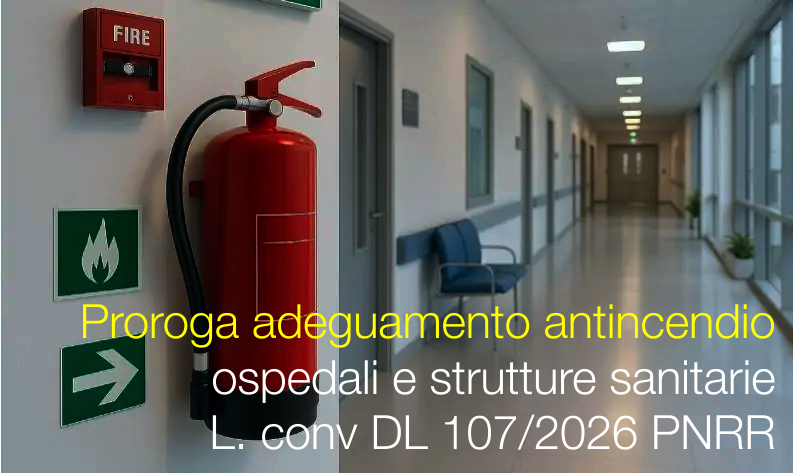 Proroga adeguamento antincendio ospedali e strutture sanitarie L. conv DL 107/2026