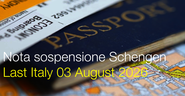Nota sospensione Schengen / Last Italy 03 August 2026