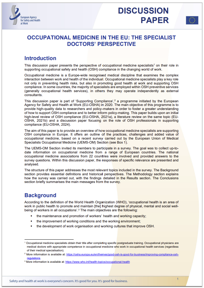 Occupational medicine EU specialist doctors perspective EN Occupational medicine EU specialist doctors perspective EN