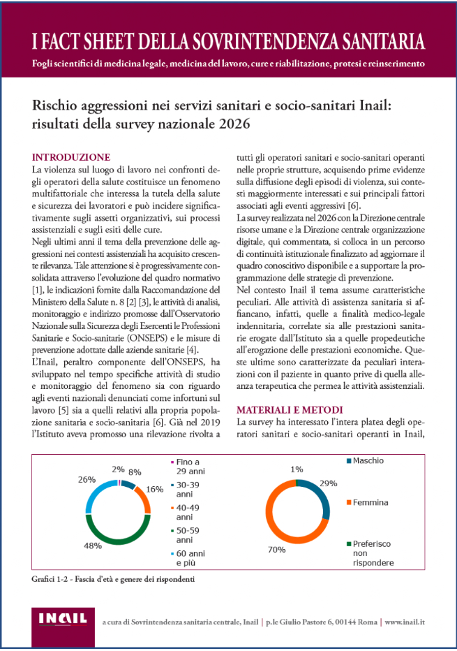 Rischio aggressioni nei servizi sanitari e socio-sanitari Inail Rischio aggressioni nei servizi sanitari e socio-sanitari Inail