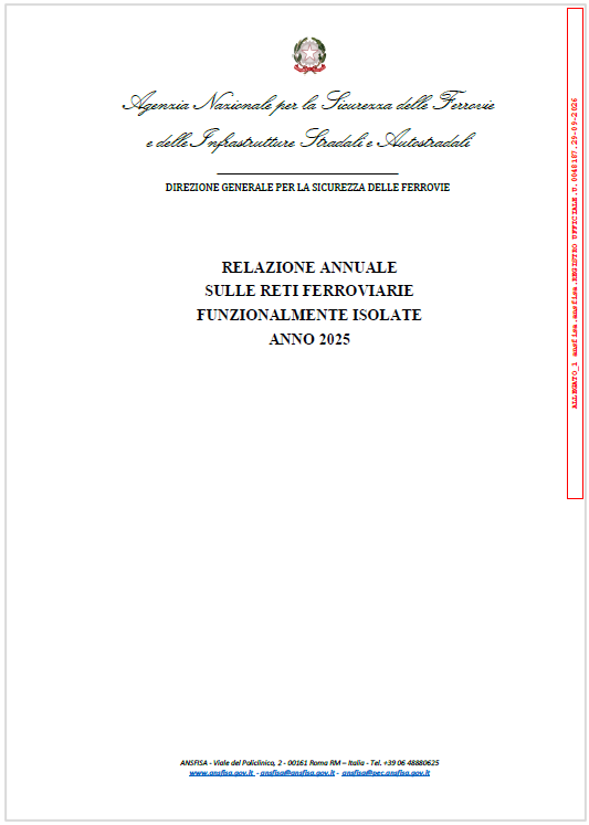 Relazione annuale sicurezza ferrovie isolate - Anno 2025