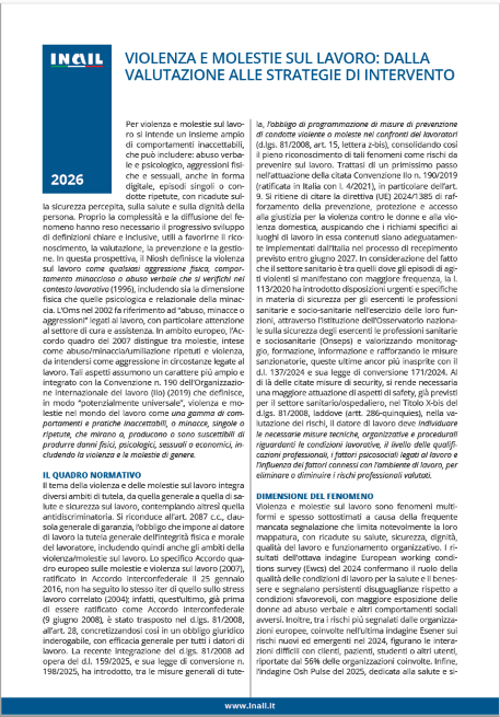 Violenza e molestie sul lavoro: dalla valutazione alle strategie di intervento Violenza e molestie sul lavoro: dalla valutazione alle strategie di intervento